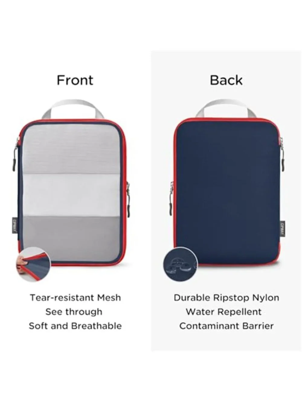 6 Piece Compression Packing Cubes Mesh Travel Carry On Luggage Organizer Blue